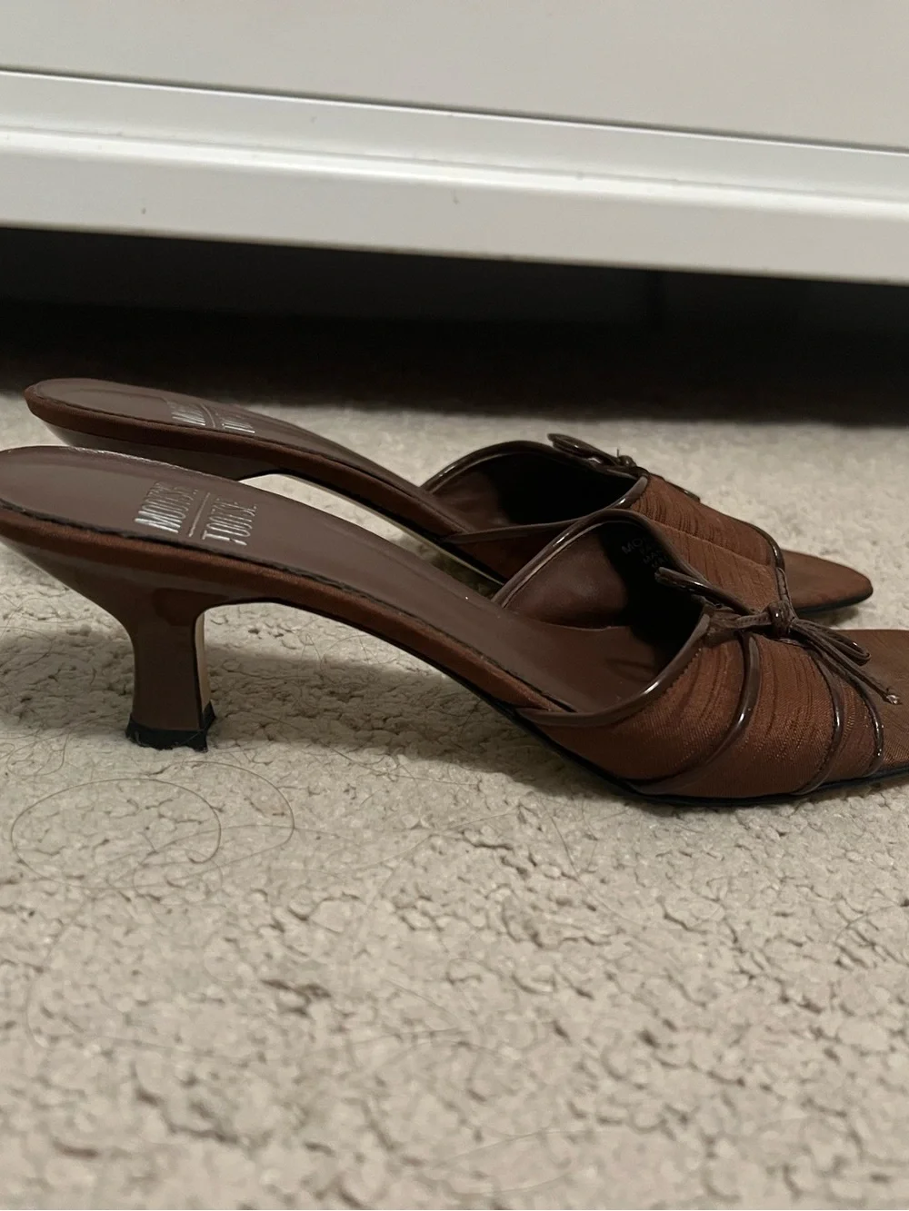 Mootsies Tootsies Brown Slide kitten heels